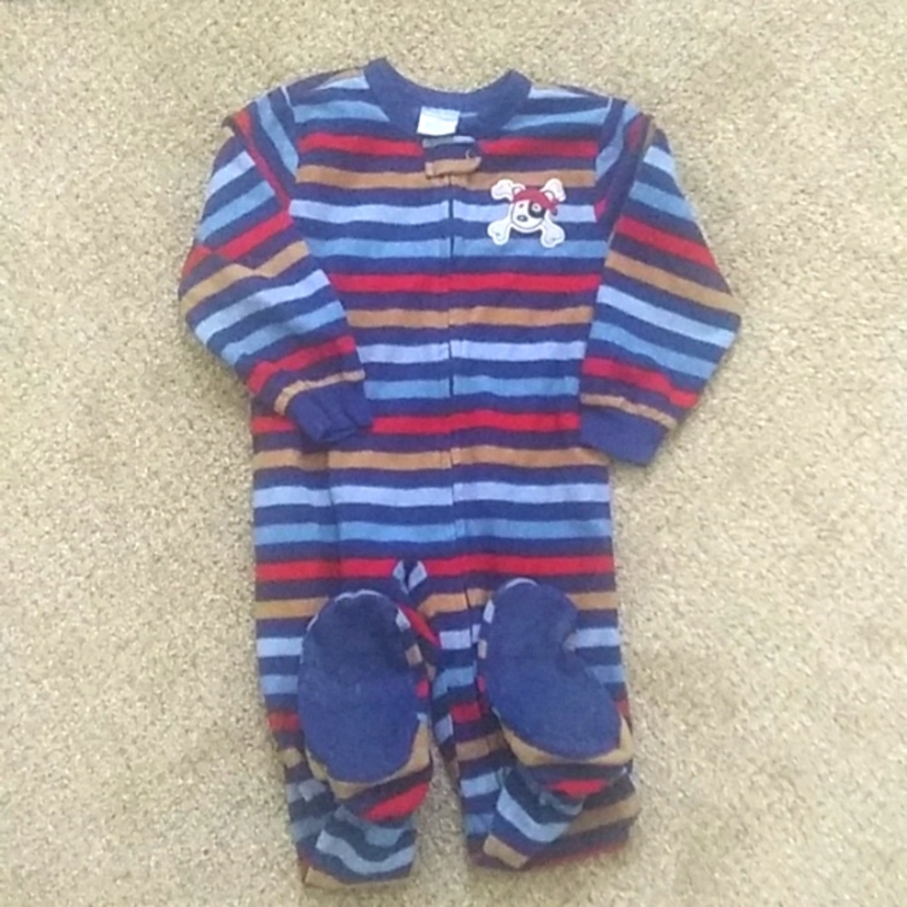 Striped fleece feetie pjs